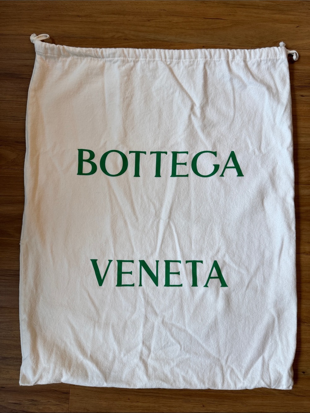 Bottega Veneta White Extra Large Dust Bag with Green Logo